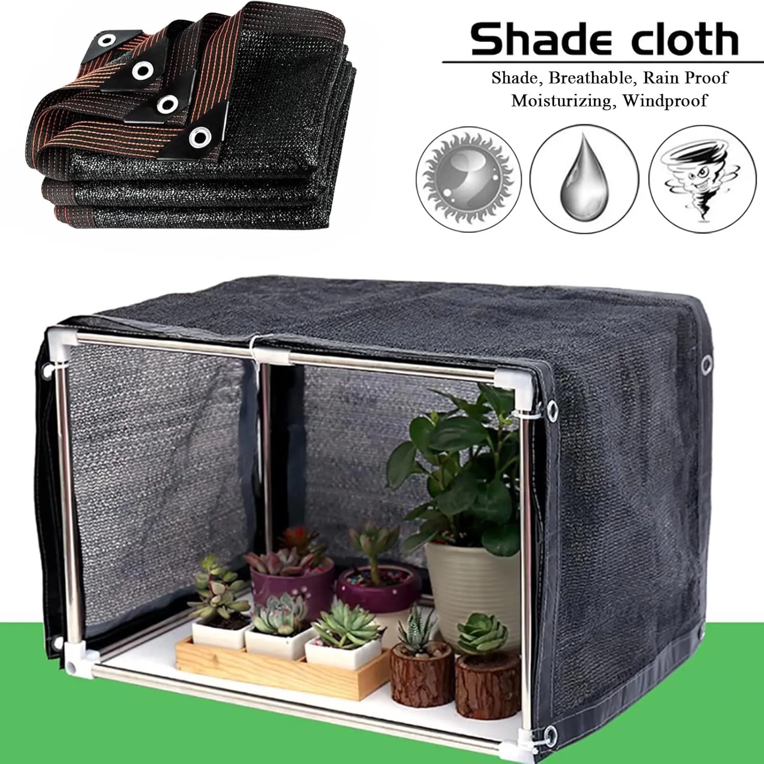 Shade Cloth for Garden Plant - 90% Sun Shade Netting 6X10FT Outdoor Mesh Tarp with Grommets for Greenhouse Chicken Coop Pergola Patio Black Shade Net Cover
