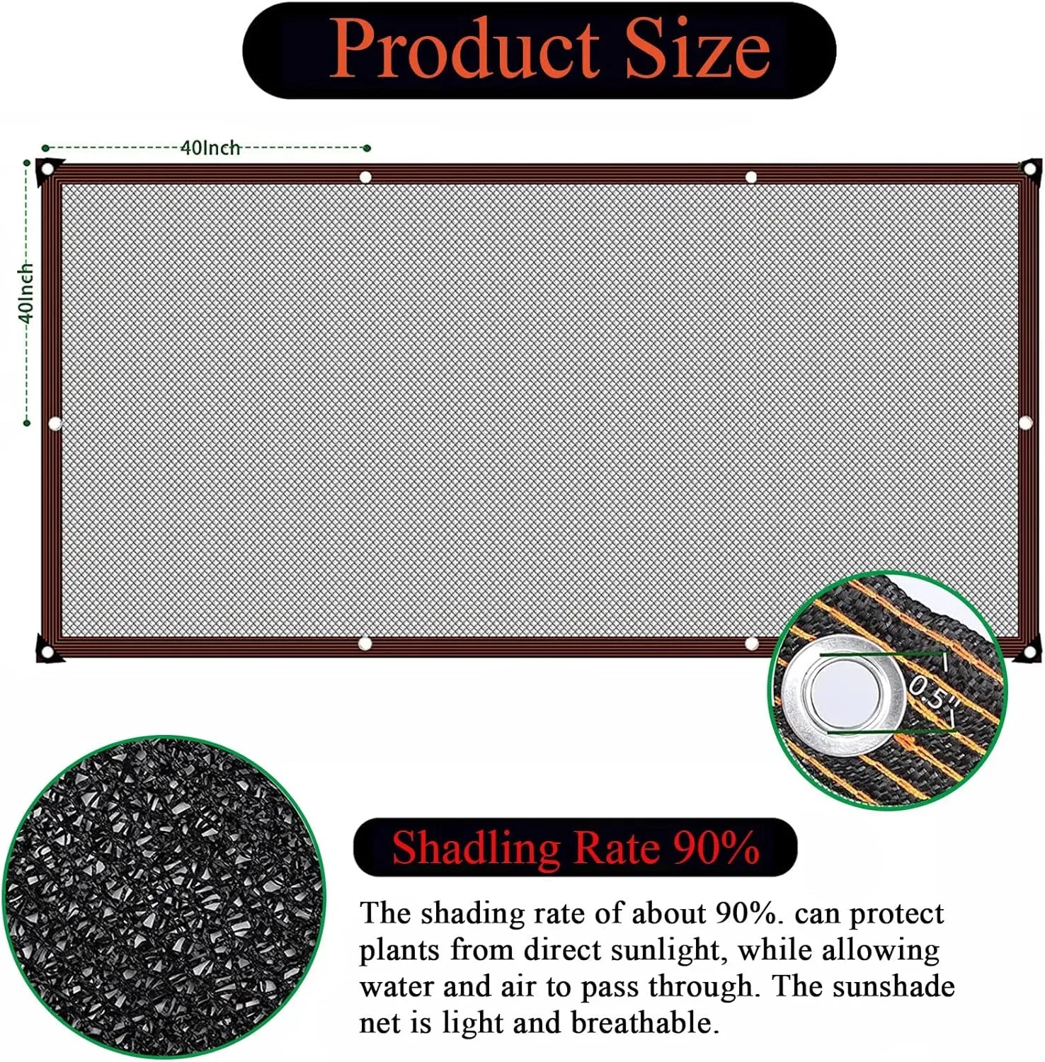 Shade Cloth for Garden Plant - 90% Sun Shade Netting 6X10FT Outdoor Mesh Tarp with Grommets for Greenhouse Chicken Coop Pergola Patio Black Shade Net Cover