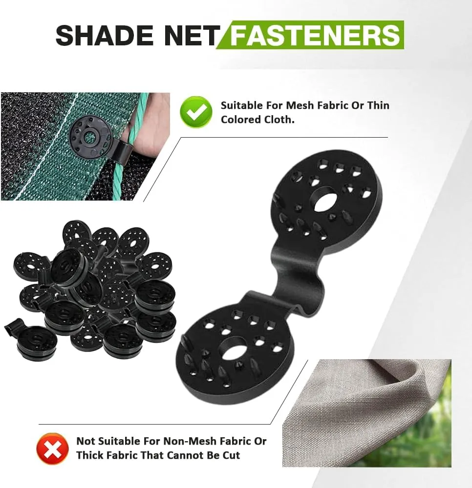 Shade Cloth Heavy Duty Lock Grip, Upgrade Shade Cloth Fix Plastic Clamp Round Plastic Sun Shade Clip, Greenhouse Shade Cloth Fix Clamp, Windproof Awning Clamp Grip Tarp Clips (White, 100pcs)