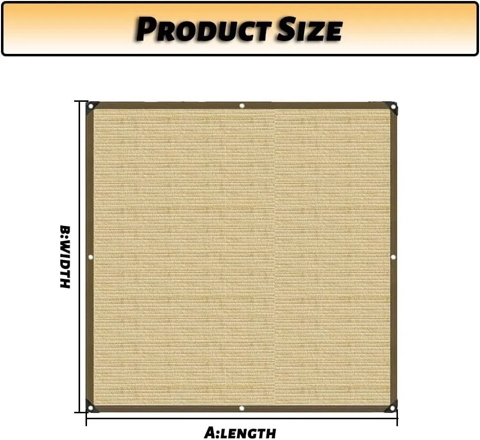 Shade Netting for Patio Shade Cloth Outdoor Pergola Sun Shade Sail HDPE 90% UV Block 10FT 20FT 30FT 40FT 50FT Custom Size Sunshade Canopy(Size:25'L x 40'W)