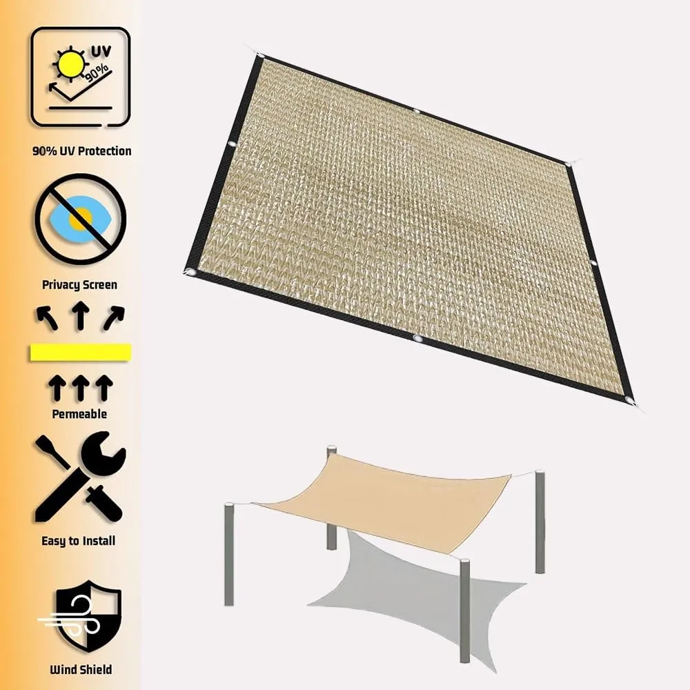 Shade Netting for Patio Shade Cloth Outdoor Pergola Sun Shade Sail HDPE 90% UV Block 10FT 20FT 30FT 40FT 50FT Custom Size Sunshade Canopy(Size:25'L x 40'W)