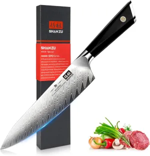 SHAN ZU Damascus Chef Knife 8 inch, 67-Layer High Carbon Steel Kitchen Knife,Ultra Sharp Japanese Chef Knife,Professional Kitchen Utility Knives with G10 Ergonomic Handle Cooking Knife with Gift Box