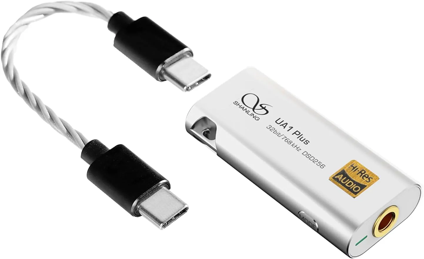 SHANLING UA1 Plus Headphone Amplifier, Portable USB DAC/AMP,Dual 43131 DAC,CT701 USB Receive Chip,Support Up to 768kHZ/32bit,DSD256,80mW@32Ω Output,Android app Control (Silver)
