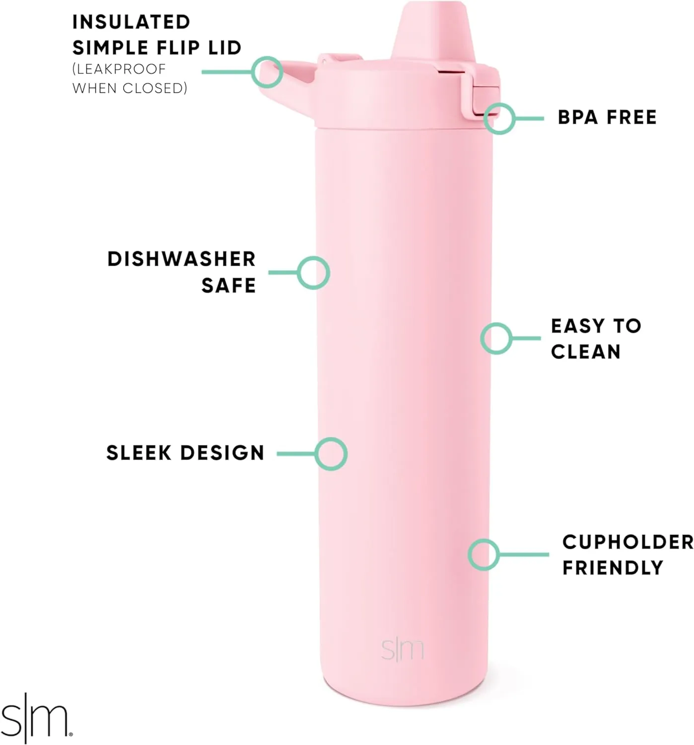 Simple Modern Filtered Water Bottle | Insulated Stainless-Steel Carbon Filter Travel Water Bottles | Reusable for Clean Drinking Water On The Go | 24oz, Blush