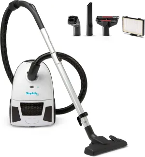 Simplicity Vacuums Jill Canister Vacuum Cleaner, Hardwood Floor Vac with Dual-Certified HEPA Filter Media and Bag, Small and Compact, Great for Stairs, Jill.12