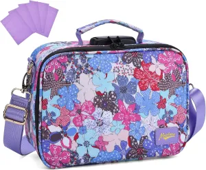 Smell Proof Bag, Large Odor Proof Stash Box with Combination Lock, Smell Proof Container, Medicine Lock Box Crossbody Bag for Travel Storage, Gifts for Women, Purple