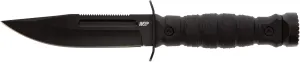 Smith & Wesson M&P Special Ops High Carbon S.S. Full Tang Fixed Blade Survival Knife with Clip Point, Rubberized Handle, Sawback and Pommel for Outdoor and Tactical,Black
