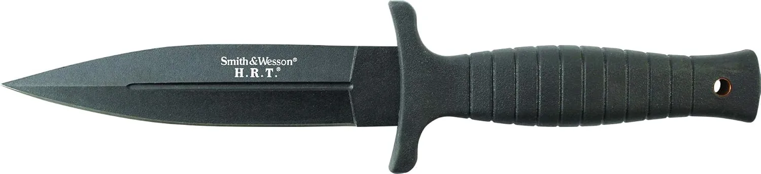 Smith & Wesson SWHRT9BF 9in High Carbon S.S. Fixed Blade Knife with 4.7in False Edge Blade and TPE Handle for Outdoor, Tactical, Survival and EDC