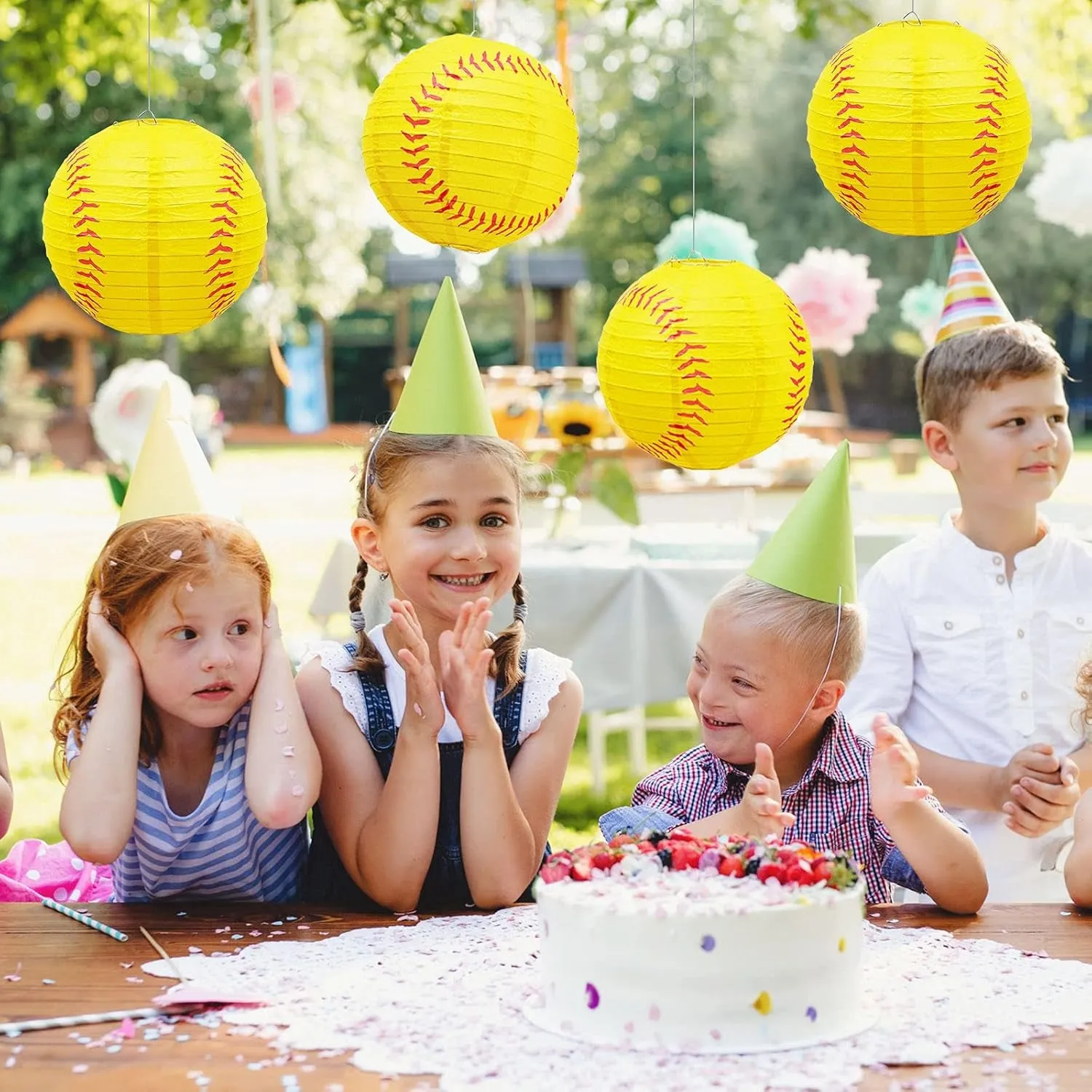 Softball Paper Lantern 8 Inches Softball Hanging Lantern Decoration for Sports Themed Party Festival Celebration(6 Pieces)