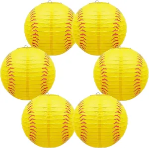 Softball Paper Lantern 8 Inches Softball Hanging Lantern Decoration for Sports Themed Party Festival Celebration(6 Pieces)