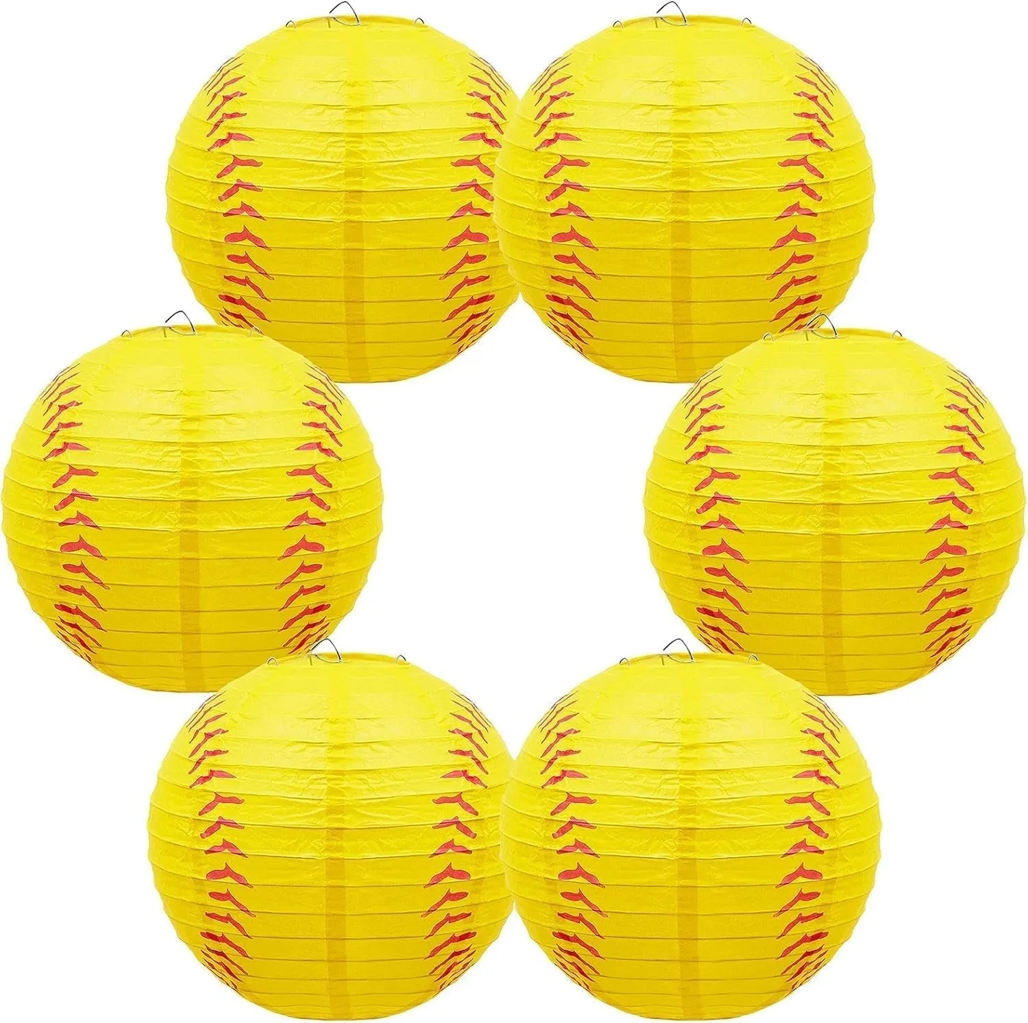 Softball Paper Lantern 8 Inches Softball Hanging Lantern Decoration for Sports Themed Party Festival Celebration(6 Pieces)