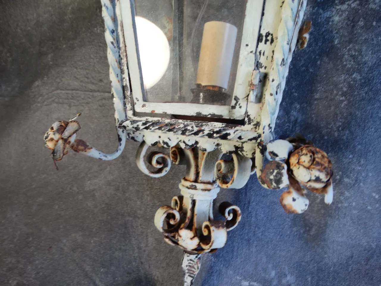 Spanish Revival Hanging Lantern with Spanish Cross Bottom Finial L666