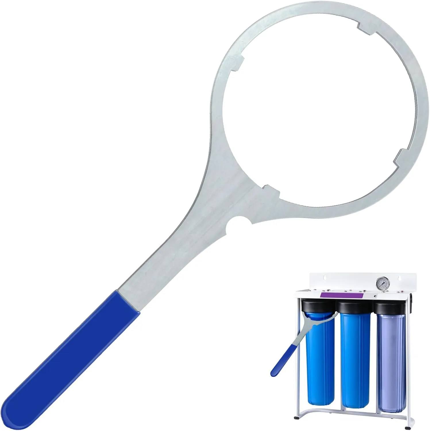 SPBW-2 Heavy Duty Metal Water Filter Wrench - 6.28 inch Inside Diameter, Fits for 3M-Cuno-Aqua Pure, Watts FH5000, FH10000 Series and Big Blue Water Filter Housing Wrench