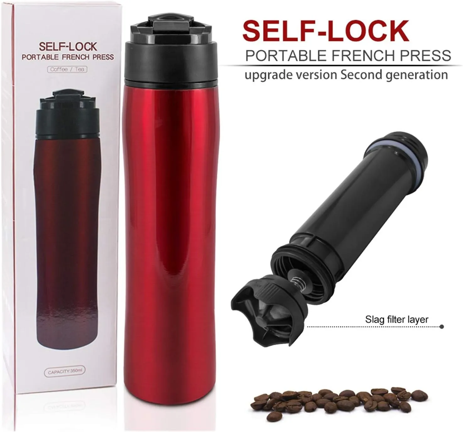Sports Cup Portable Stainless Steel Press Pot Coffee Pot Filter Vacuum Cup Tea Cup