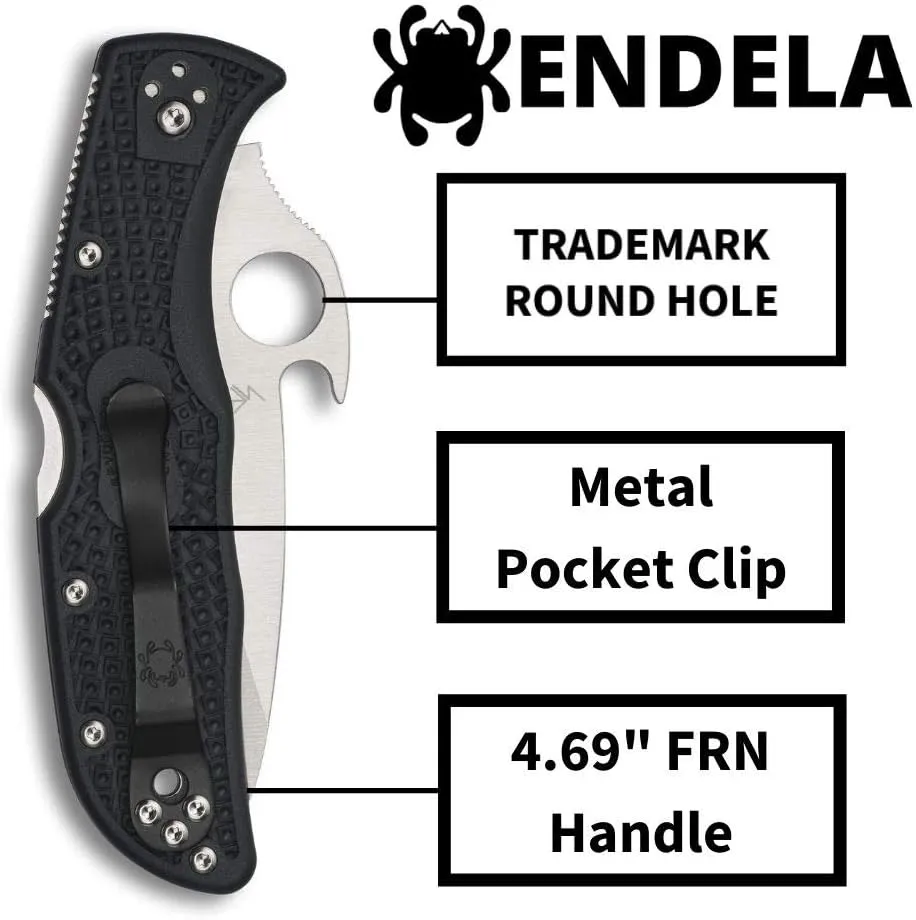 Spyderco Endela Lightweight Knife with 3.41" VG-10 Stainless Steel Blade and Emerson Opener - PlainEdge - C243PGYW