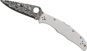 Spyderco Endura 4 Signature Knife with 3.83" Damascus VG-10 Steel Blade and Titanium Handle - PlainEdge - C10TIPD