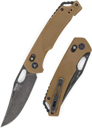 SRM Folding Pocket Knife, 2-Position Pocket Clip, Ambidextrous lock, D2 Steel Blade, Thumb Hole Opening, G10 Handle, Cool Knives for Outdoor Survival Camping EDC