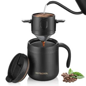 Stainless Steel Portable Coffee Filter Drip Coffee Tea Holder – Reusable Coffee Dripper & Mug Set