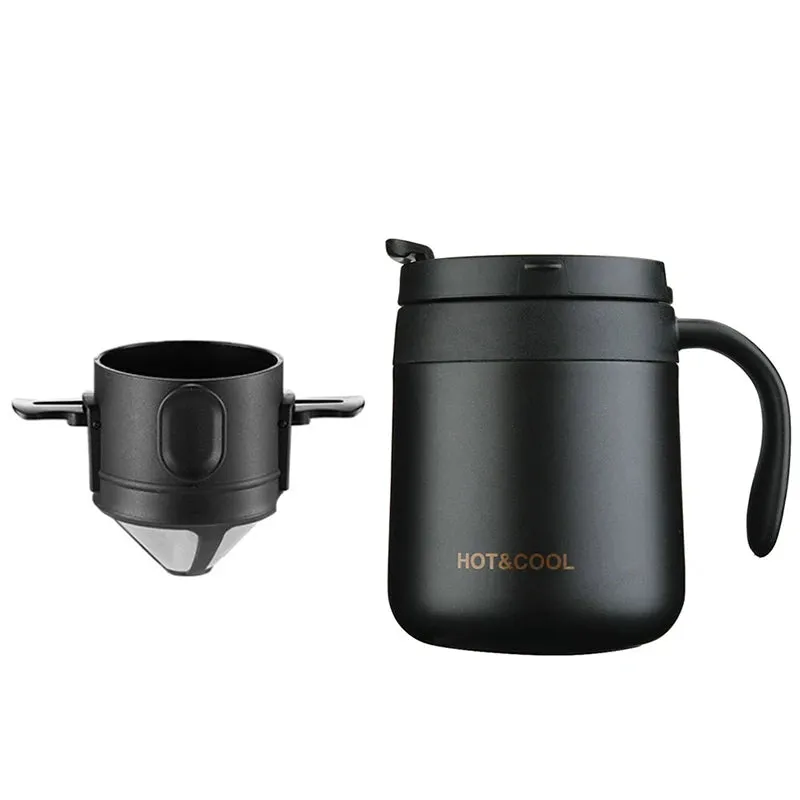 Stainless Steel Portable Coffee Filter Drip Coffee Tea Holder – Reusable Coffee Dripper & Mug Set