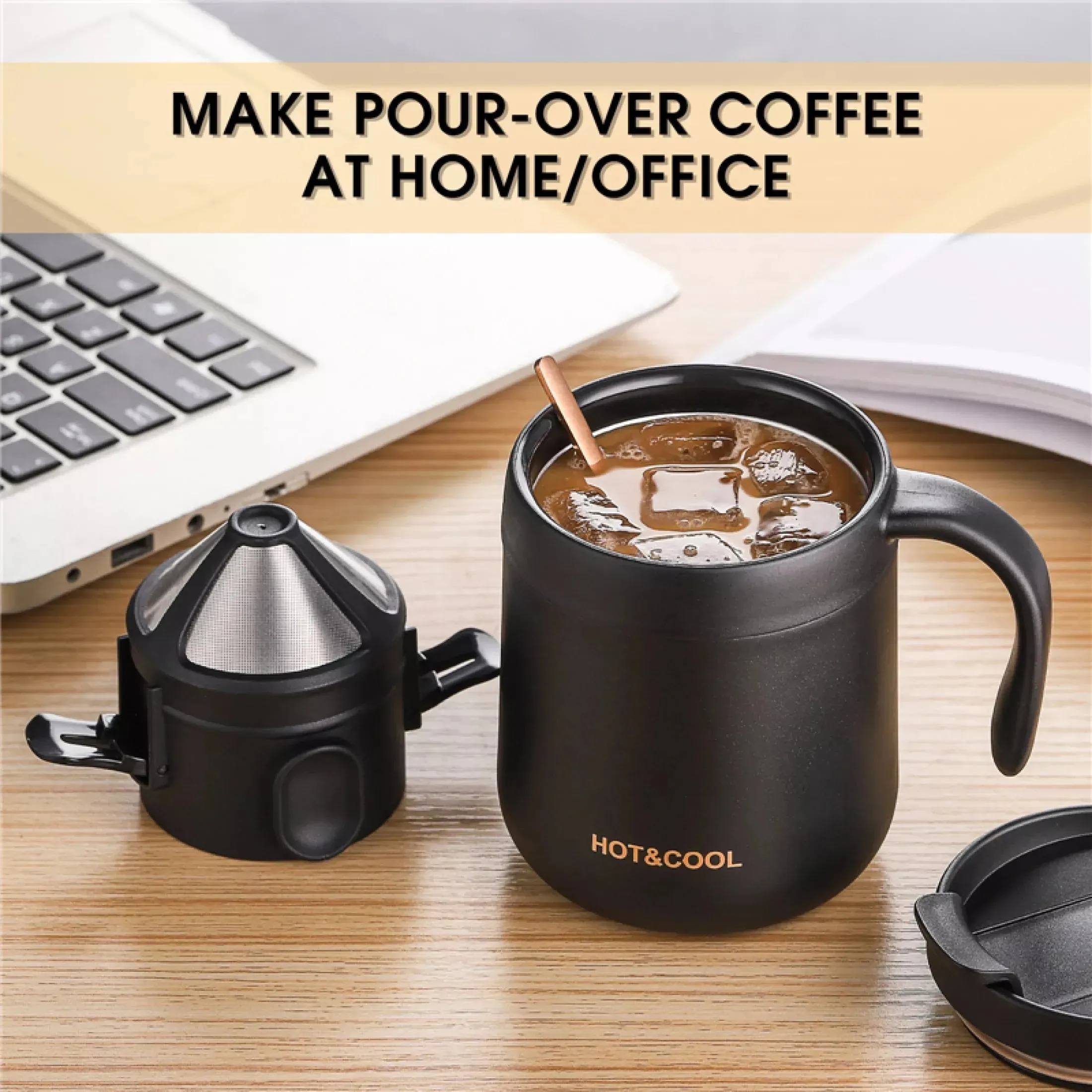 Stainless Steel Portable Coffee Filter Drip Coffee Tea Holder – Reusable Coffee Dripper & Mug Set