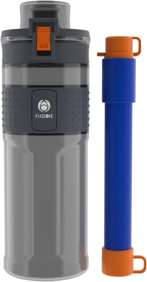 Straw Filter Water Bottle Outdoor Water Bottle with Filter Water Purifier Filtration Bottle Survival Emergency Hiking Travel and Backpacking Water Filter 17oz