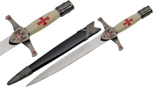 SZCO SUPPLIES 15.75” Replica Red Cross Crusader Dagger with Adorned Scabbard,White