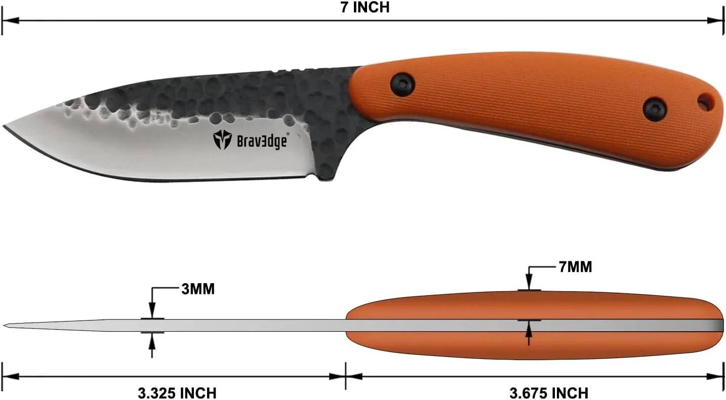 Tactical Everyday Carry Pocket Knife Fixed Blade Knife EDC Hunting for Camping, Hiking, Hunting, Wilderness survival with Nylon Bag (Orange handle)