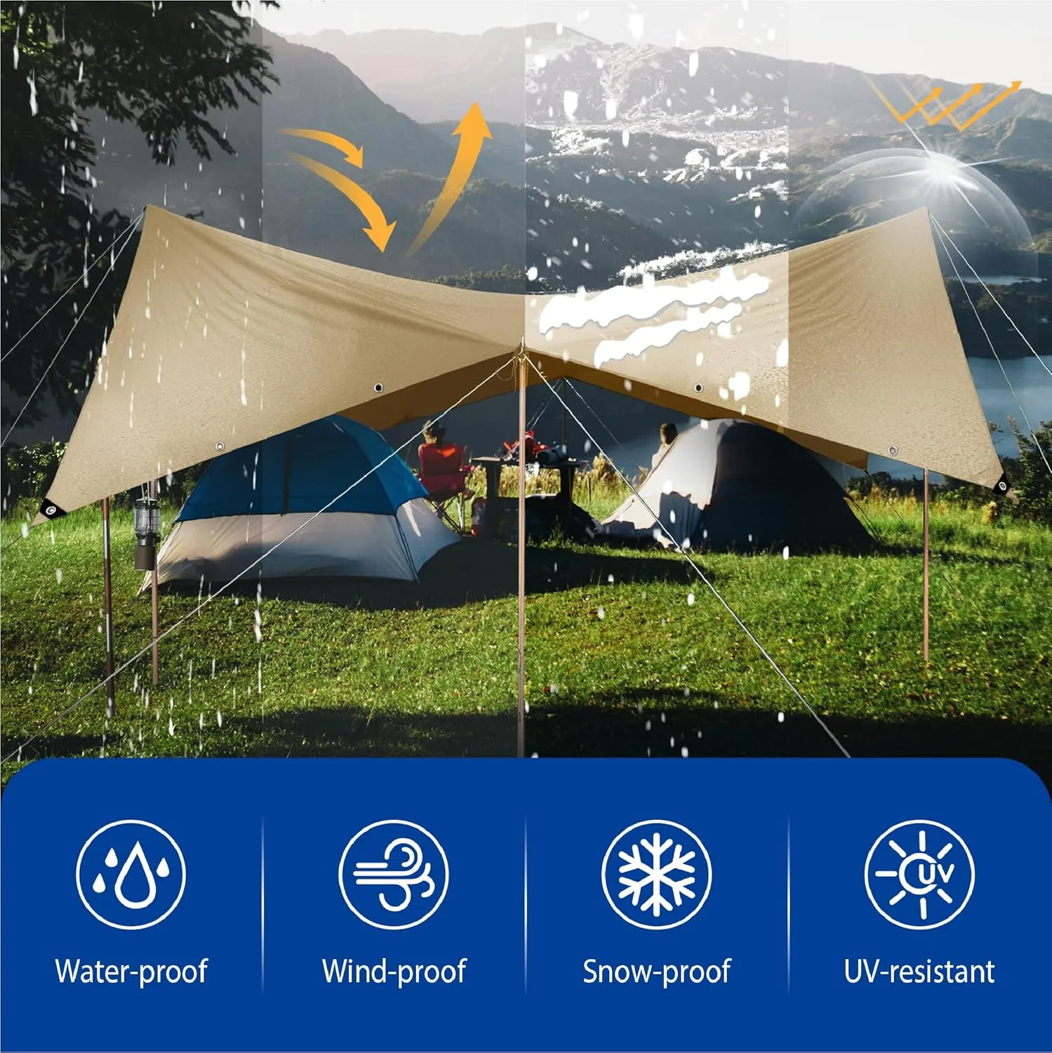 Tarp 15x20 Heavy Duty Waterproof Beige Tarp 12.5mil,Durable,Multipurpose, Weather Resistant,Uv Resistant,Tear Resistant,Can Be Used for Outdoor Furniture,Cars,Ships,Roofs-by MVPNET