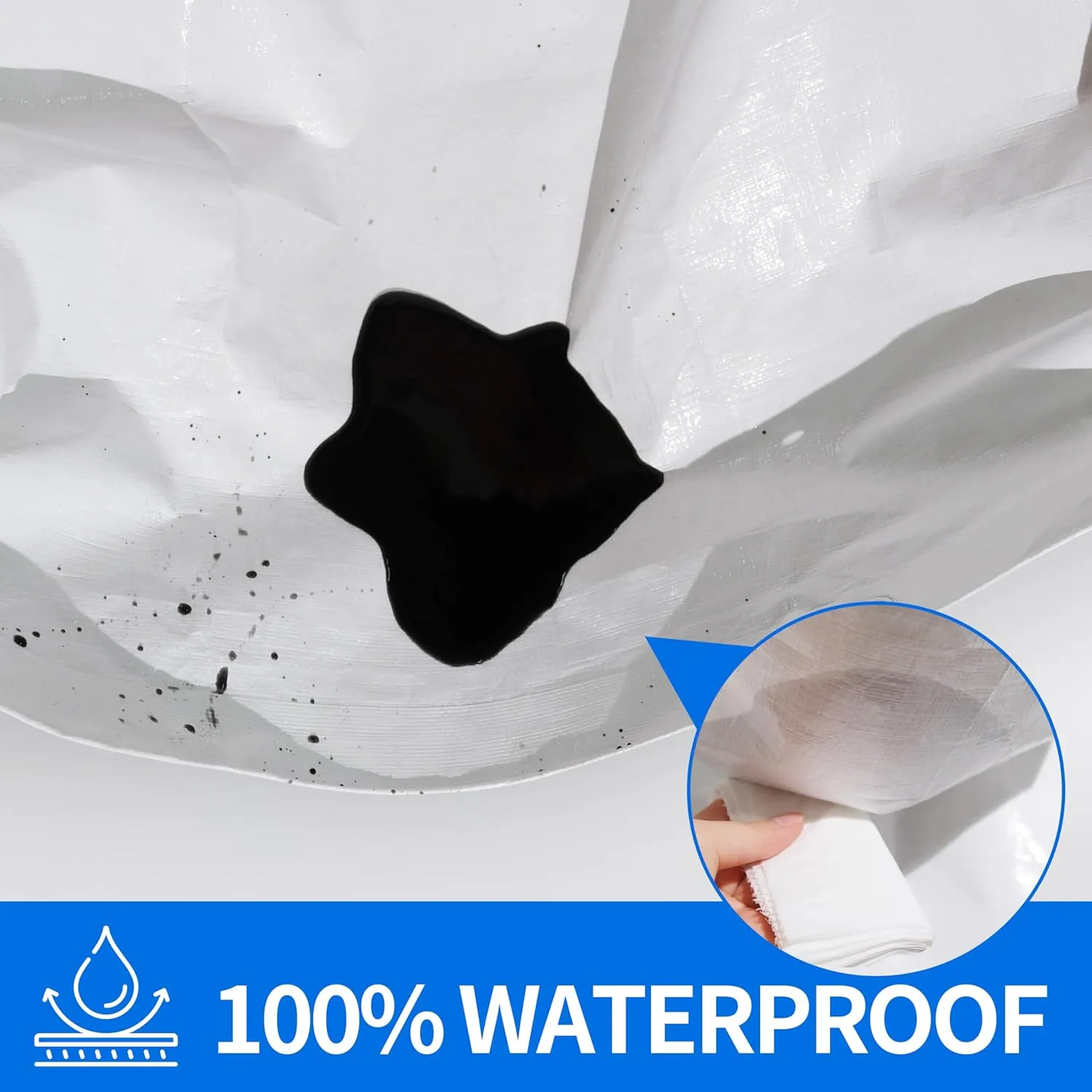Tarp 6x10 ft Heavy Duty 12mil 100% Waterproof High Durability Multipurpose,Uv Resistant,White Tarp Suitable for Swimming Pools, Boats, Camping, Courtyards, Etc -by MVPNET