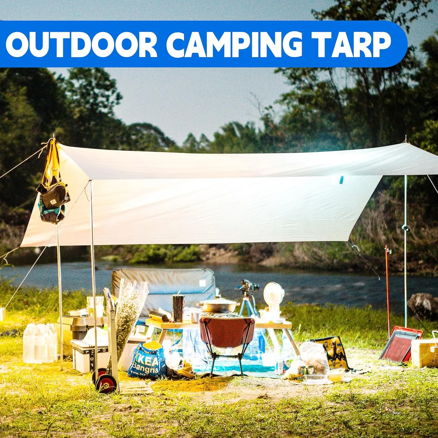 Tarp 6x10 ft Heavy Duty 12mil 100% Waterproof High Durability Multipurpose,Uv Resistant,White Tarp Suitable for Swimming Pools, Boats, Camping, Courtyards, Etc -by MVPNET