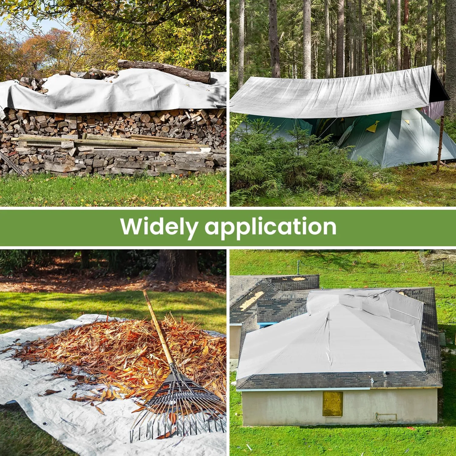Tarp Waterproof 10' X 12', Heavy Duty Tarps Waterproof 16 Mil Large Tarp with Grommets Multipurpose Protective Poly Outdoor for Roof, Camping, Patio, Pool, Boat, Car|Silver/Black