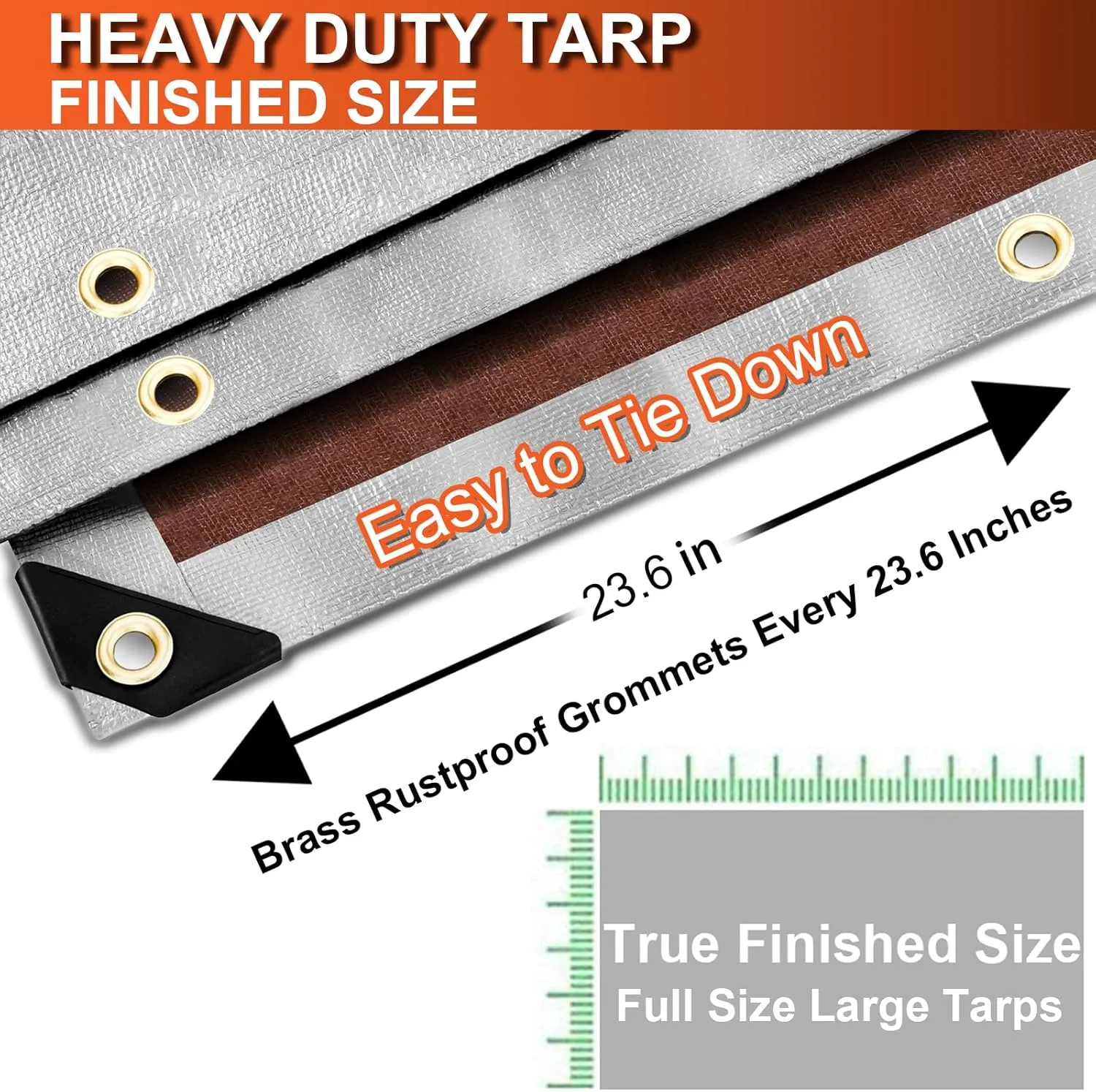 Tarp Waterproof 12x20 Ft Heavy Duty Tarp Thicker 16 Mil Large Tarps with Brass Grommets and Reinforced Edges, UV&Fade Resistant Tear Resistant Plastic Tarp for Outdoor Camping Roof Pool Tent