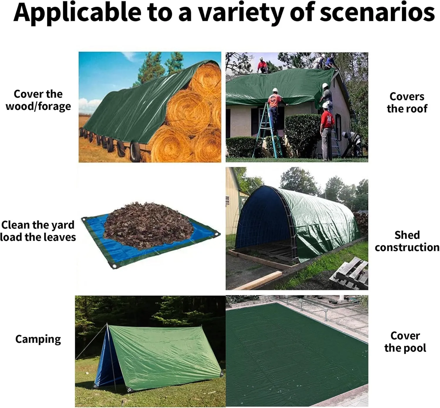 TARPAL 20x30 Feet Green Tarp Waterproof Multipurpose Protective Cover All Purpose Outdoor Poly Tarps Cover for Swimming Pool, Roof Waterproofing,Boat, car, Camping, firewood,Outdoor Furniture,etc