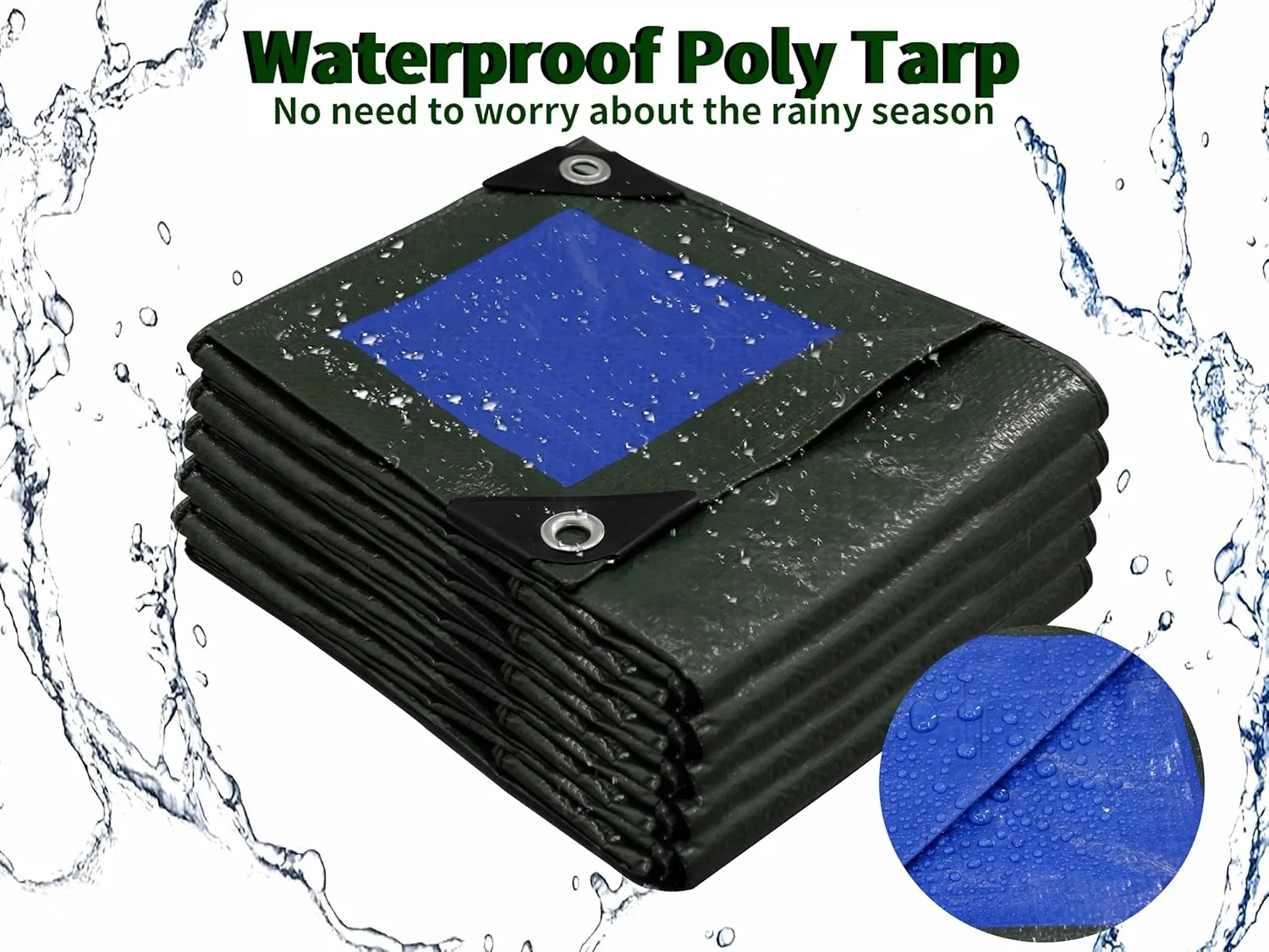 TARPAL 20x30 Feet Green Tarp Waterproof Multipurpose Protective Cover All Purpose Outdoor Poly Tarps Cover for Swimming Pool, Roof Waterproofing,Boat, car, Camping, firewood,Outdoor Furniture,etc