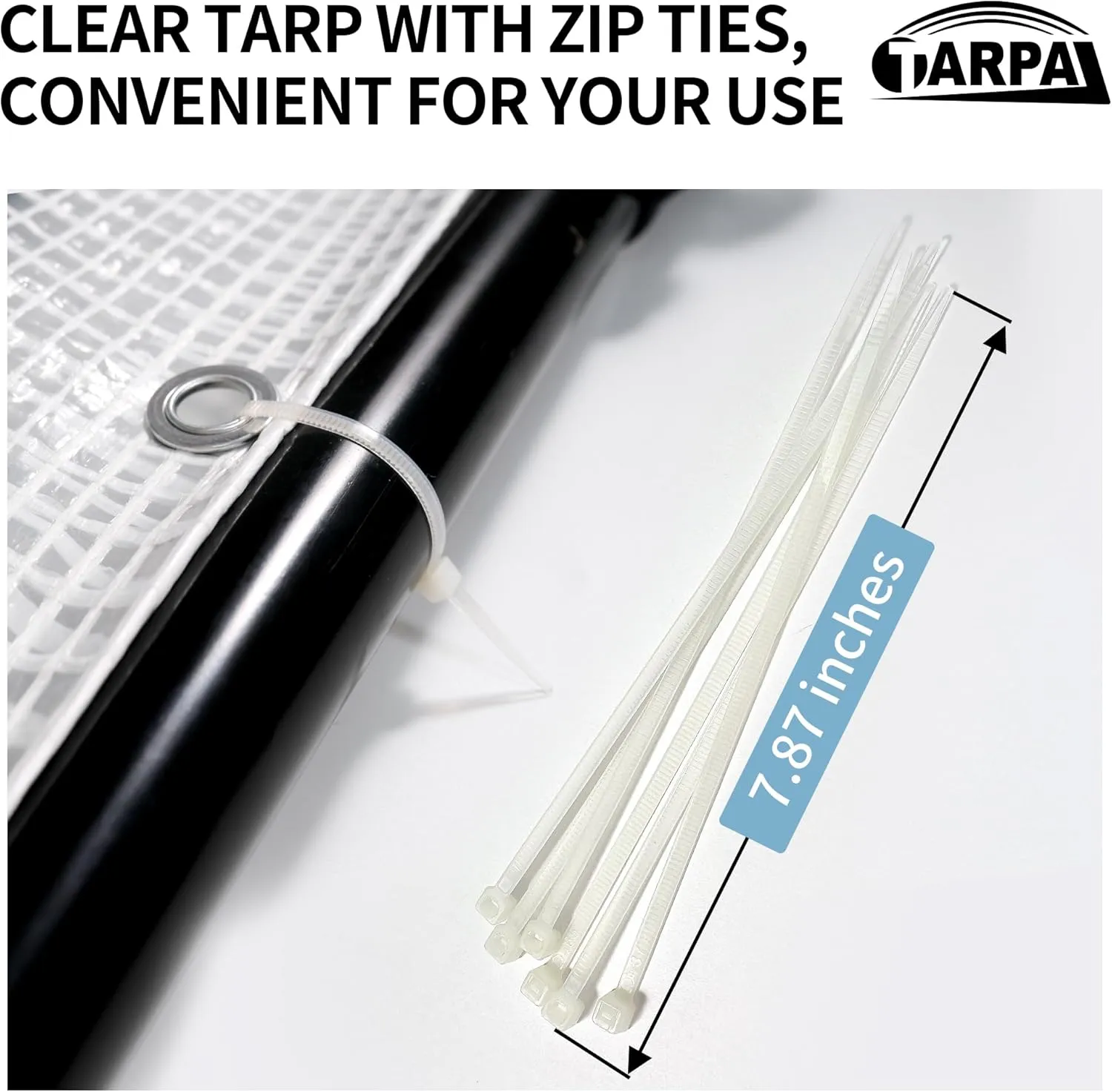 TARPAL 8'x10' Clear White Tarp Heavy Duty Waterproof 12mil with Grommets or Zip Ties for Small Greenhouse for Outdoors Garden,Farm,Chicken Coops