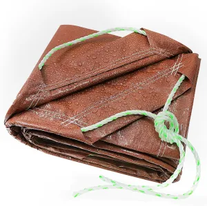 TARPAL 8x8 Feet Small tarp with Drawstring Tarp Waterproof Brown Medium Duty tarps Multipurpose Cover for Leaf Camping Firewood Outdoor Furniture etc.