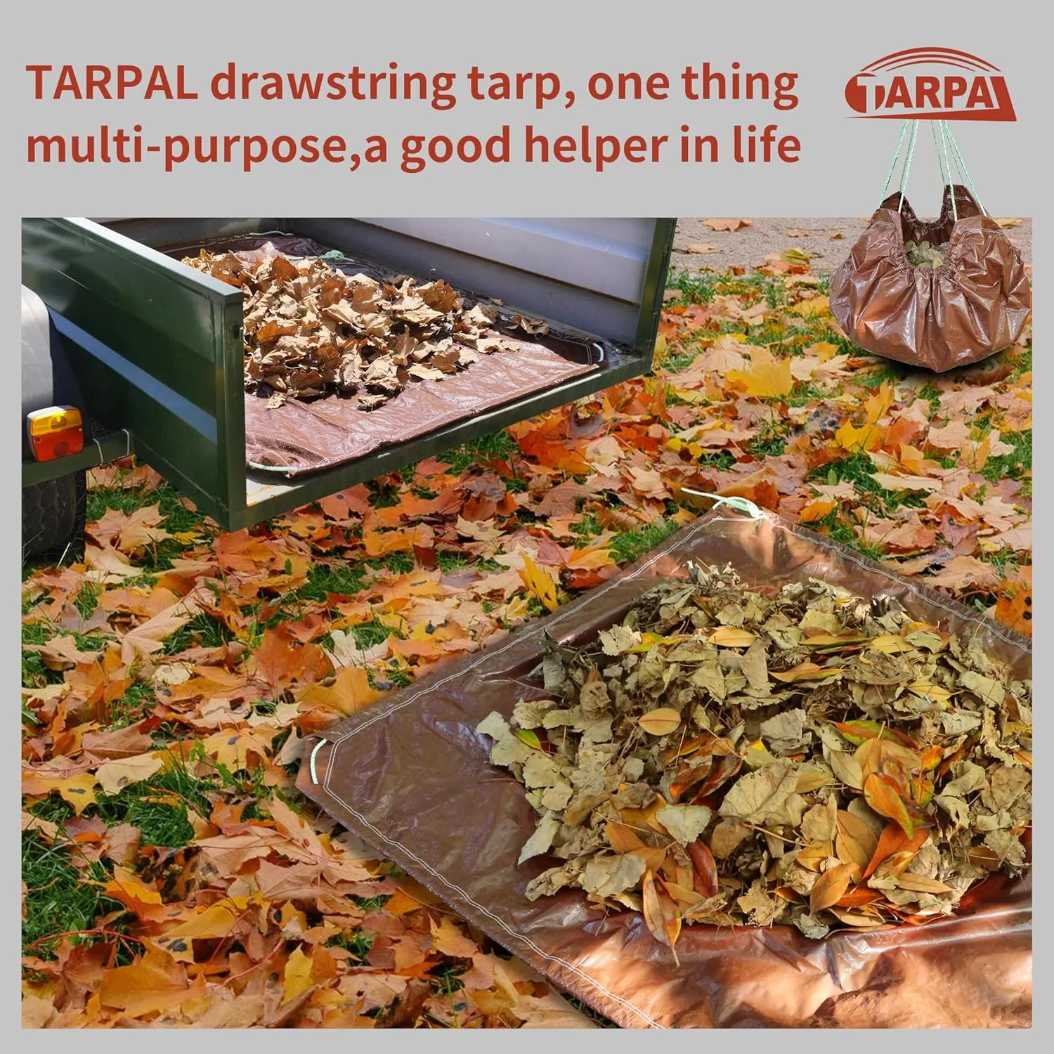 TARPAL 8x8 Feet Small tarp with Drawstring Tarp Waterproof Brown Medium Duty tarps Multipurpose Cover for Leaf Camping Firewood Outdoor Furniture etc.