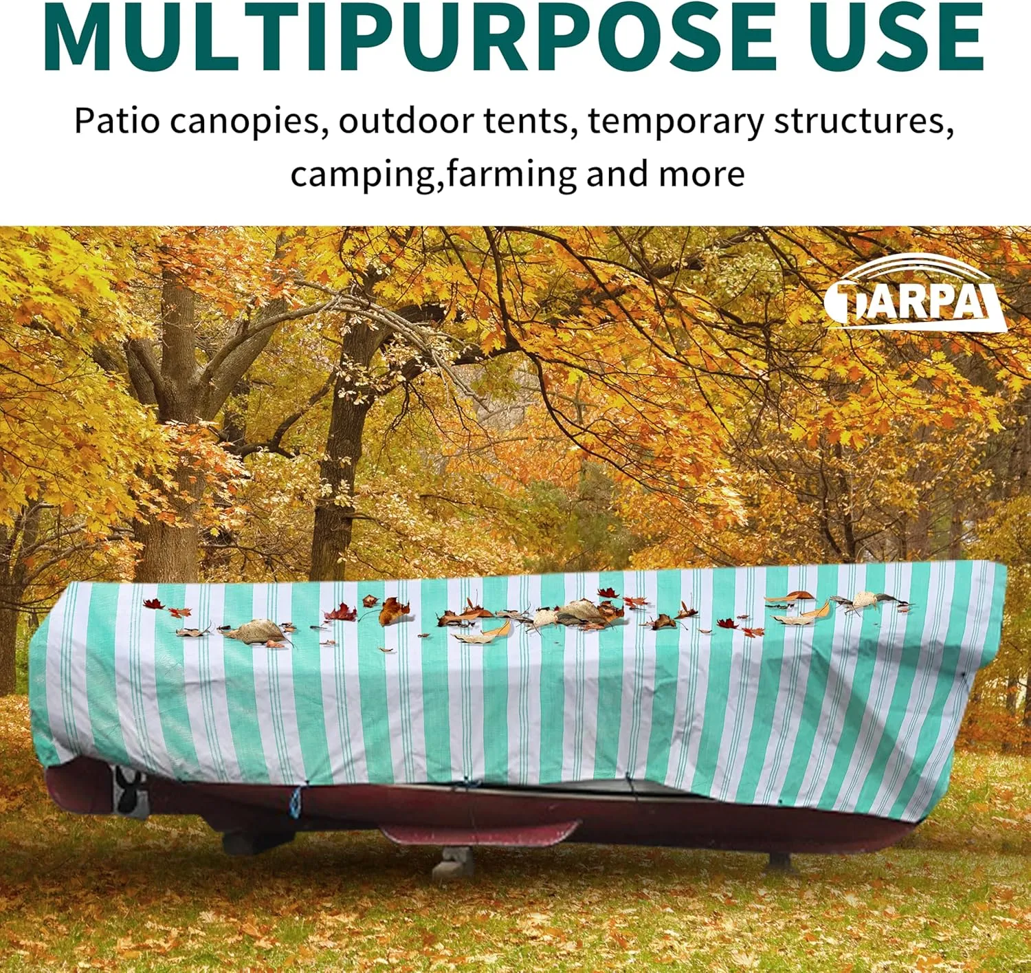 TARPAL Heavy Duty Poly Tarp 10x12 Feet 12mil Striped tarp Multipurpose Protective Cover Durable, Waterproof, Weather Proof, UV,Rip and Tear Proof（Green/White）
