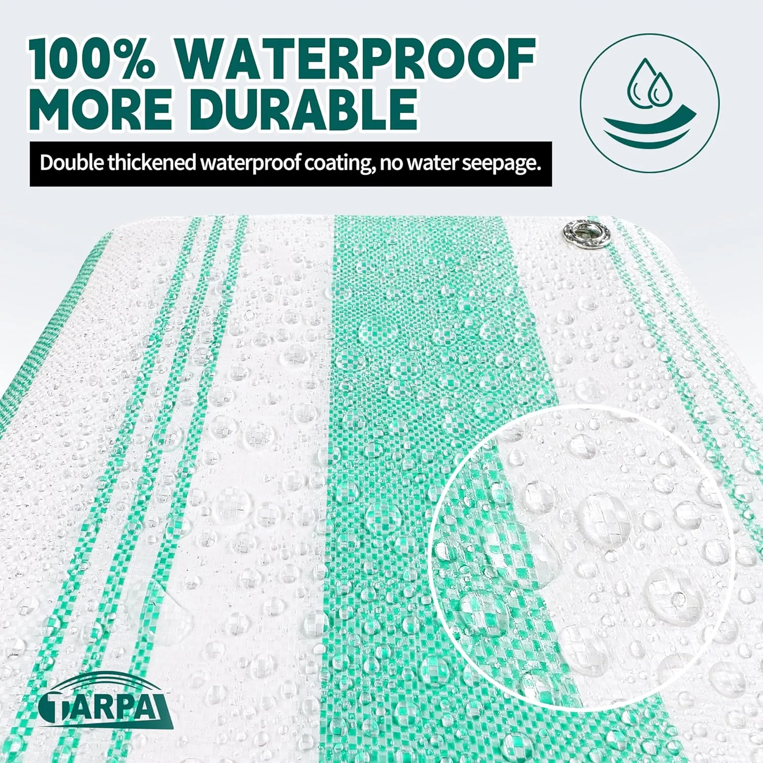 TARPAL Heavy Duty Poly Tarp 10x12 Feet 12mil Striped tarp Multipurpose Protective Cover Durable, Waterproof, Weather Proof, UV,Rip and Tear Proof（Green/White）