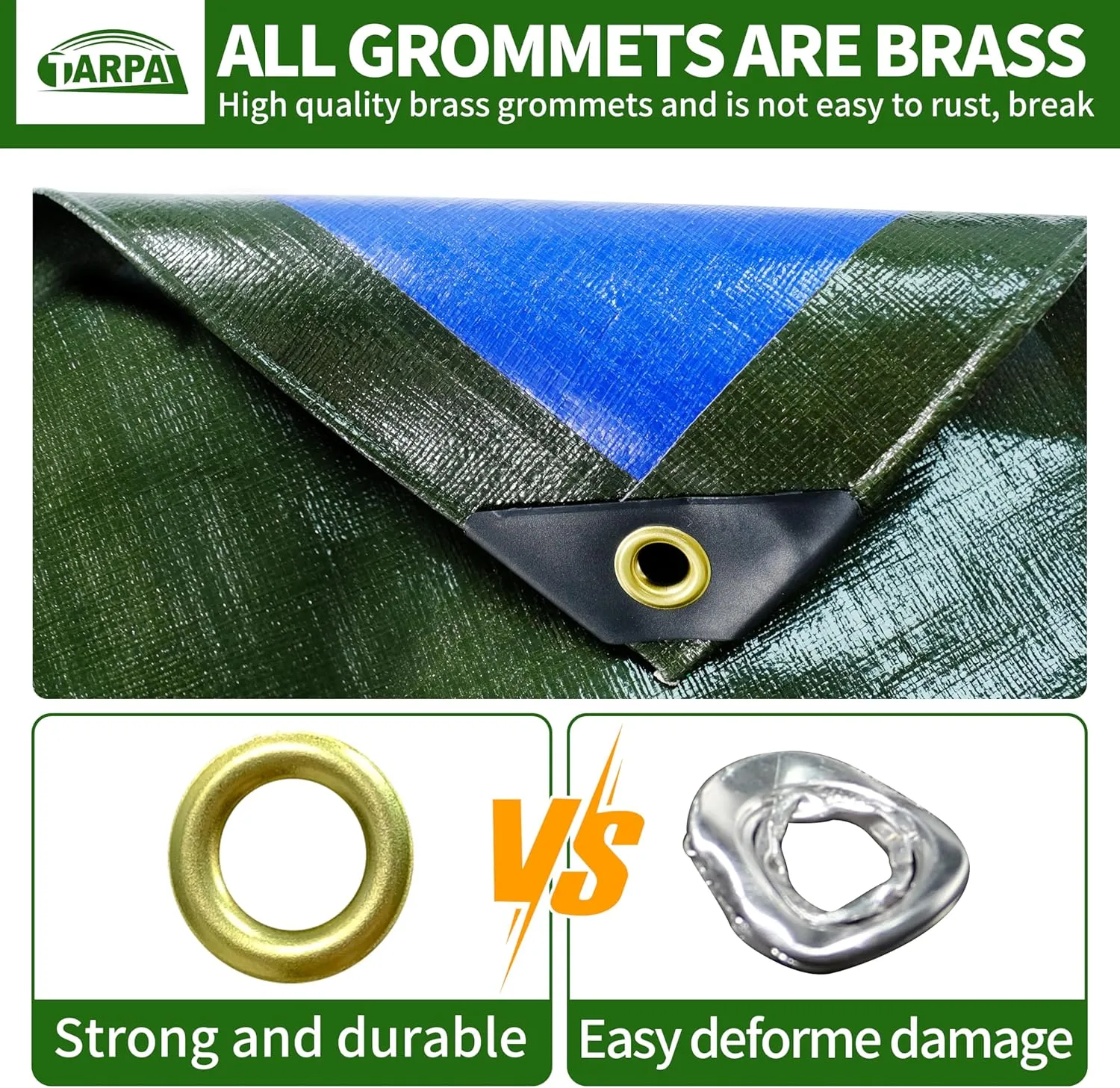 TARPAL Tarps 6x8 Feet Small Tarp 16mil Heavy Duty Tarp with Brass Grommets Every 17.7" Green Tarps UV Protection&Anti-Tear Cover for Firewood,Roof,Pool,Tarpaulin