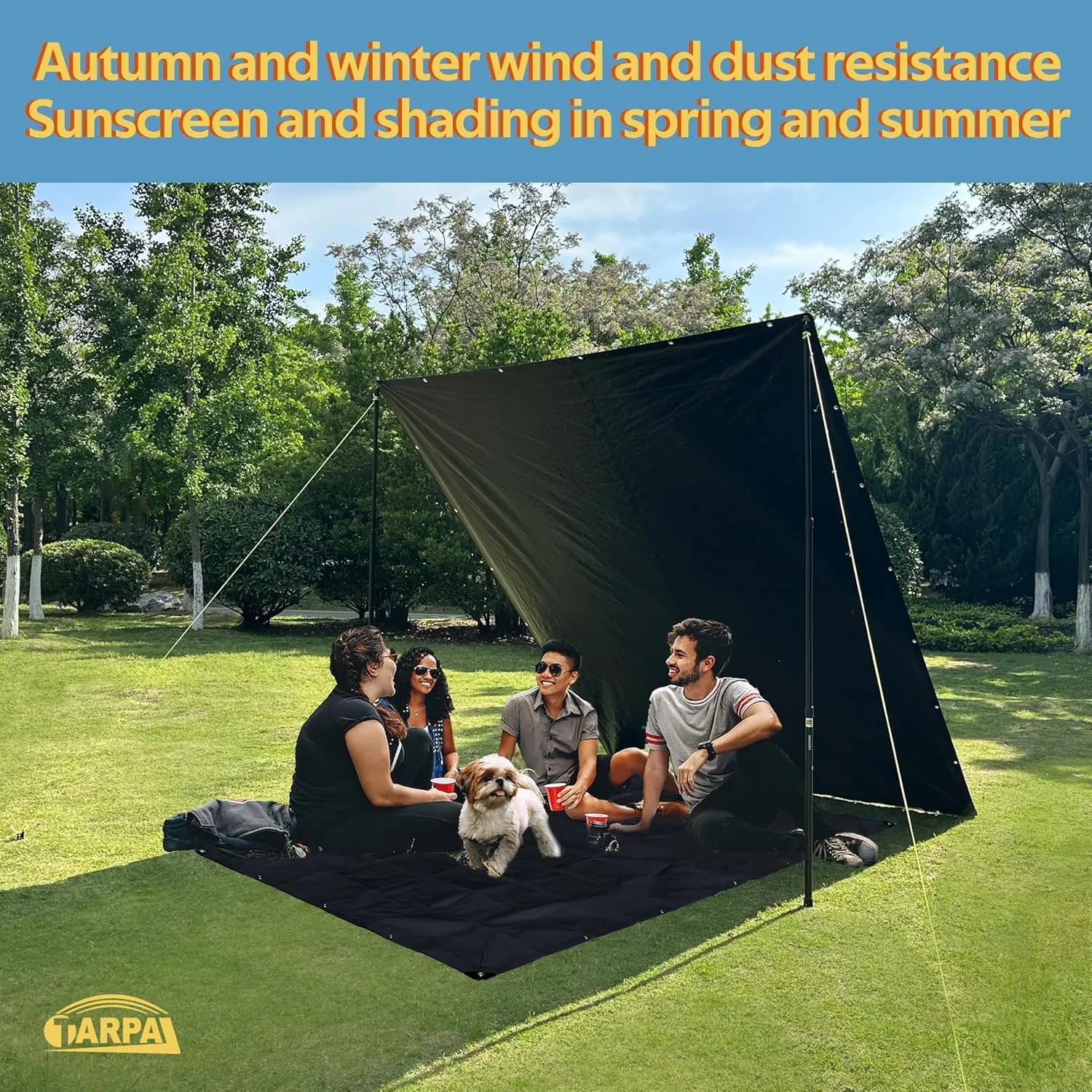 TARPAL Waterproof tarp 4x5（2Pack） Black Heavy Duty tarp 14mil polyethylene tarps Multifunctional Tarpaulin，Snow or UV Protection,Suitable for Outdoor Furniture, awnings,Roofs,Tents tarp Cover