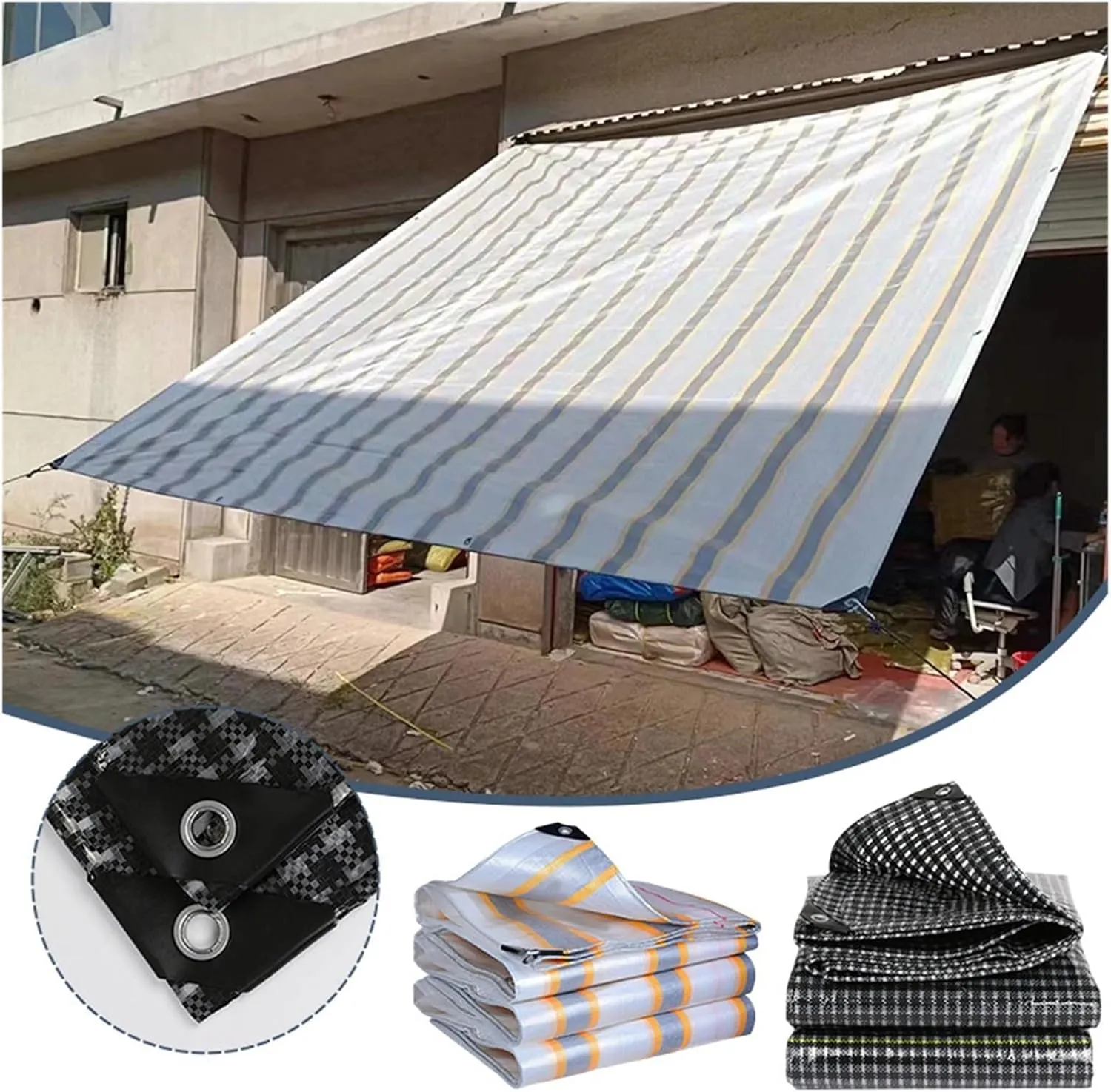 Tarpaulin Waterproof Outdoor Camping Awning Tarp Portable Sun Shelter Cloth Home Garden Backyard Awning Canopy Car Shed Cover(B1,3X3M)