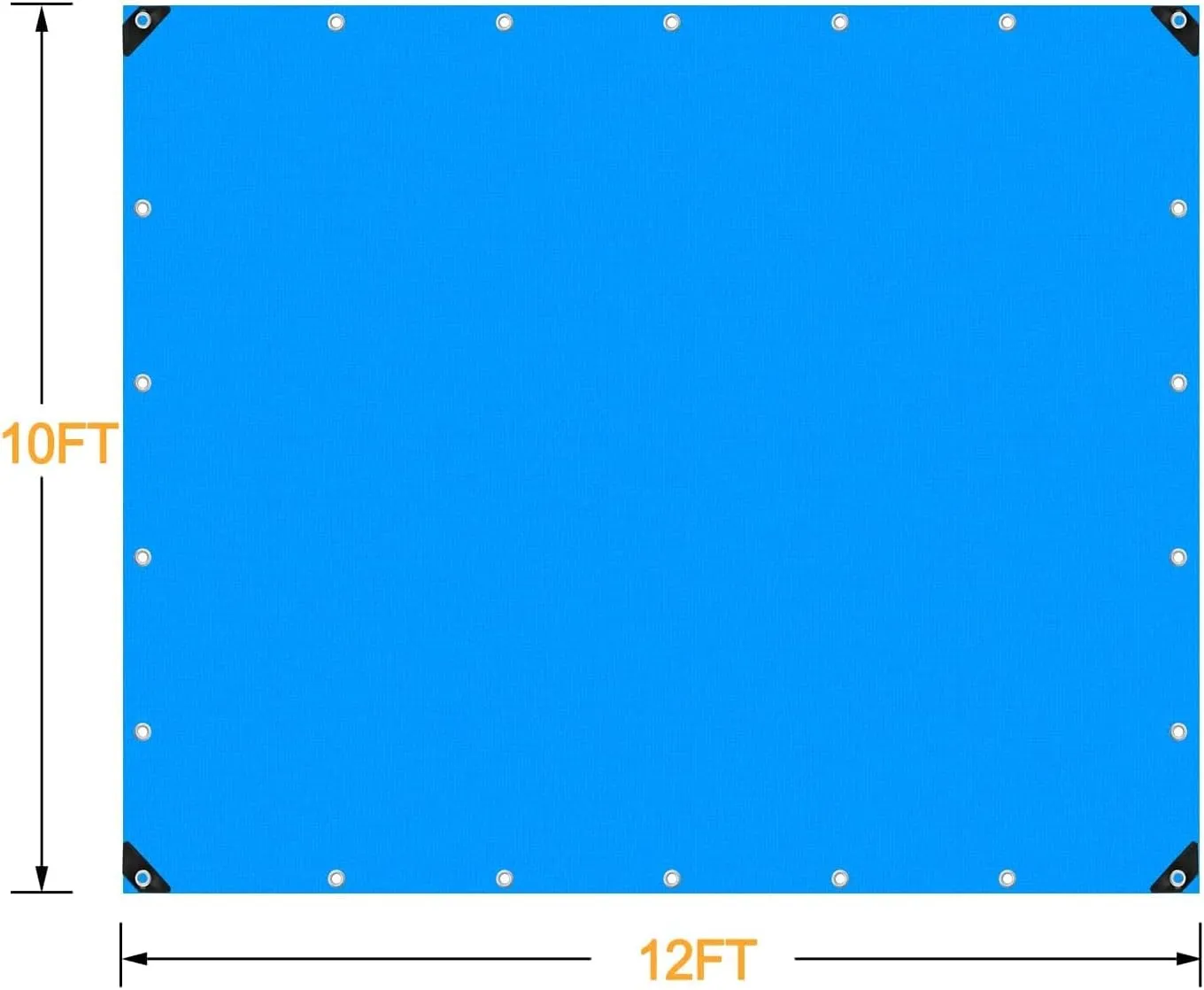 Tarps Heavy Duty Waterproof 10x12, Plastic Poly 16 Mil Thick Tarpaulin with Metal Grommets Every 19.5 Inches - Emergency Rain Shelter, Outdoor Cover, and Camping Use