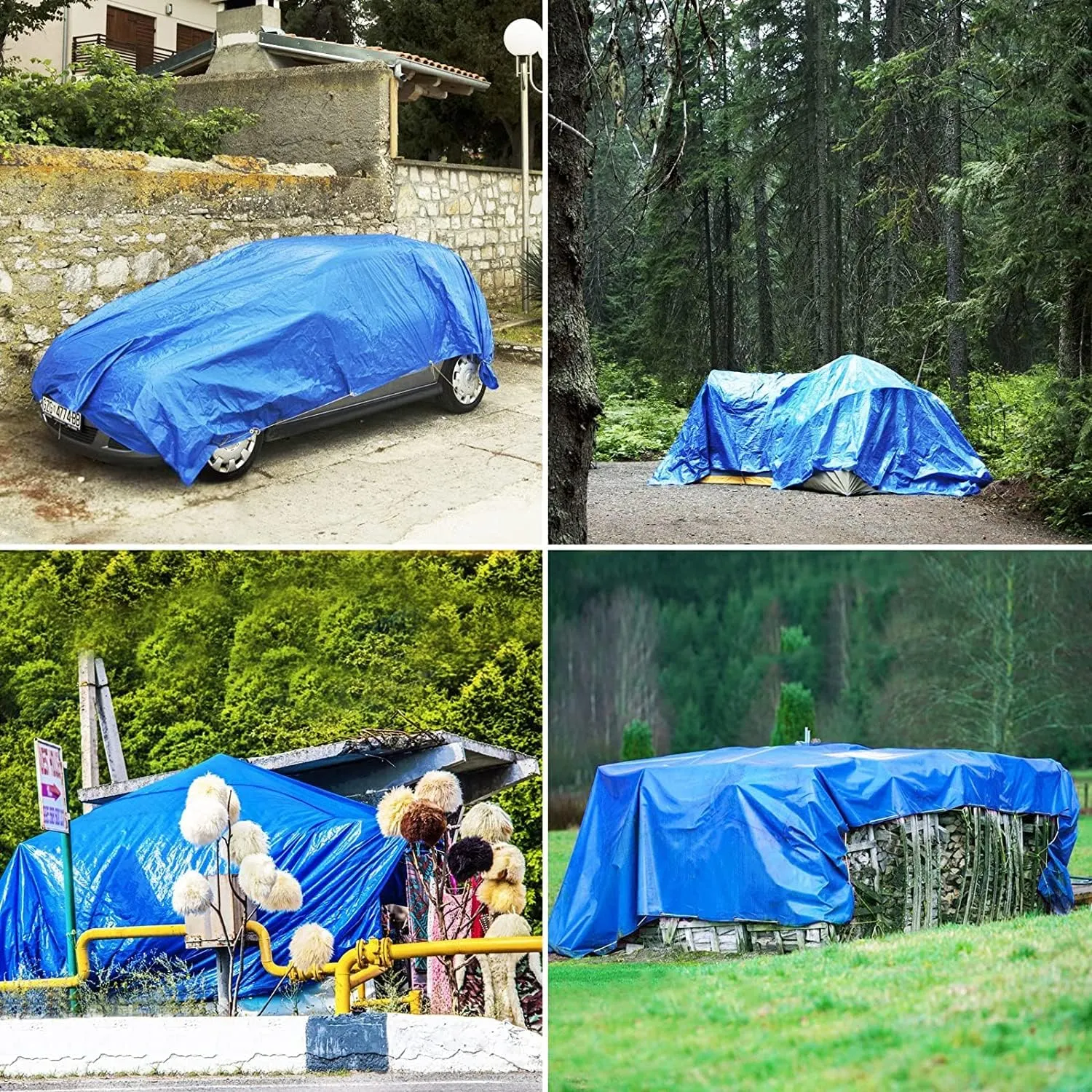 Tarps Heavy Duty Waterproof 10x12, Plastic Poly 16 Mil Thick Tarpaulin with Metal Grommets Every 19.5 Inches - Emergency Rain Shelter, Outdoor Cover, and Camping Use