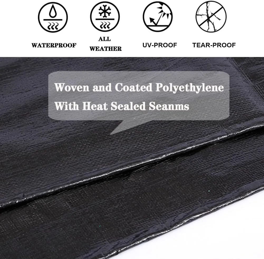 Tarps Heavy Duty Waterproof 5x8ft,TEZONG Black Poly Tarp 12MIL Multipurpose Tarpaulin Outdoor Cover for Emergency Rain,Patio Furniture,Roof,Camping,Car,Pool 2Pack