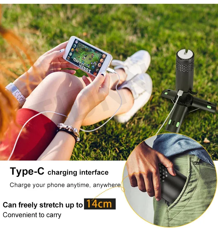 Telescopic LED Flashlight Lamp with Tripod: Rechargeable Outdoor Camping Torch