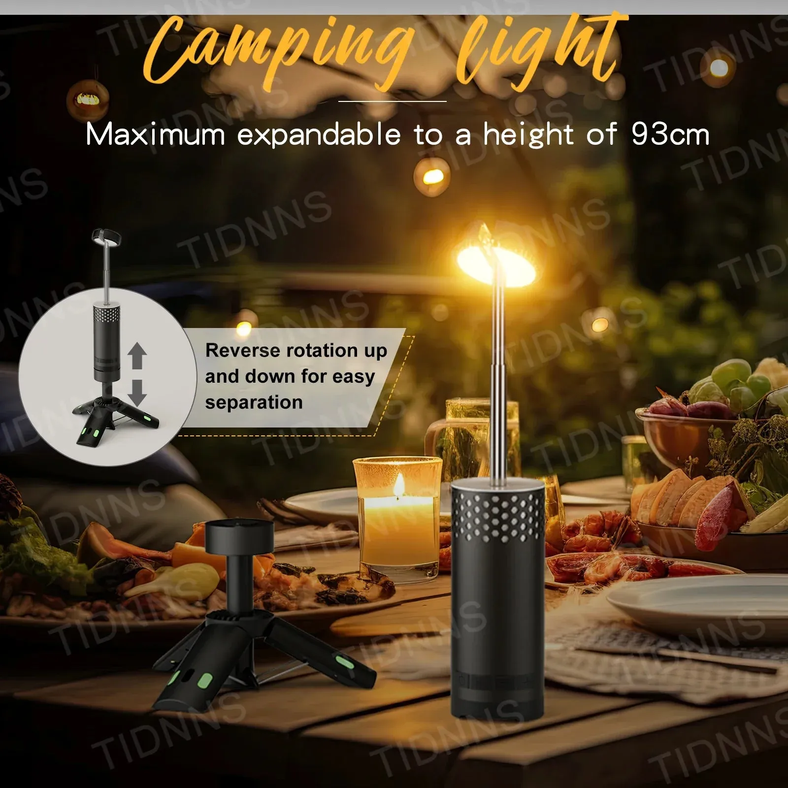 Telescopic LED Flashlight Lamp with Tripod: Rechargeable Outdoor Camping Torch