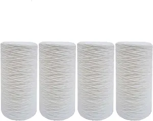 Tier1 5 Micron 10 x 4.5 Inch | 4-Pack String Wound Polypropylene Whole House Sediment Water Filter Replacement Cartridge | Compatible with Liquatec SWF-45-1001, Pentek 355213-43, Home Water Filter