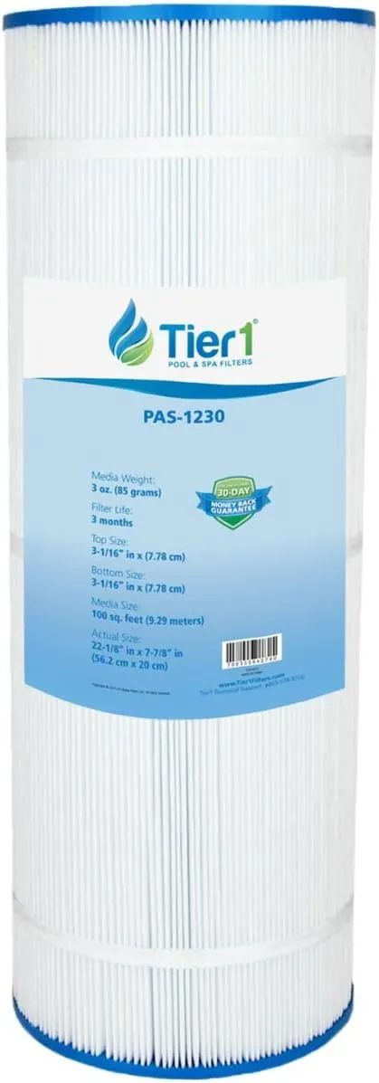 Tier1 Pool & Spa Filter Cartridge | Replacement for Pleatco PFAB100, Filbur FC-1950, Unicel C-7699 and More | 100 sq ft Pleated Fabric Filter Media