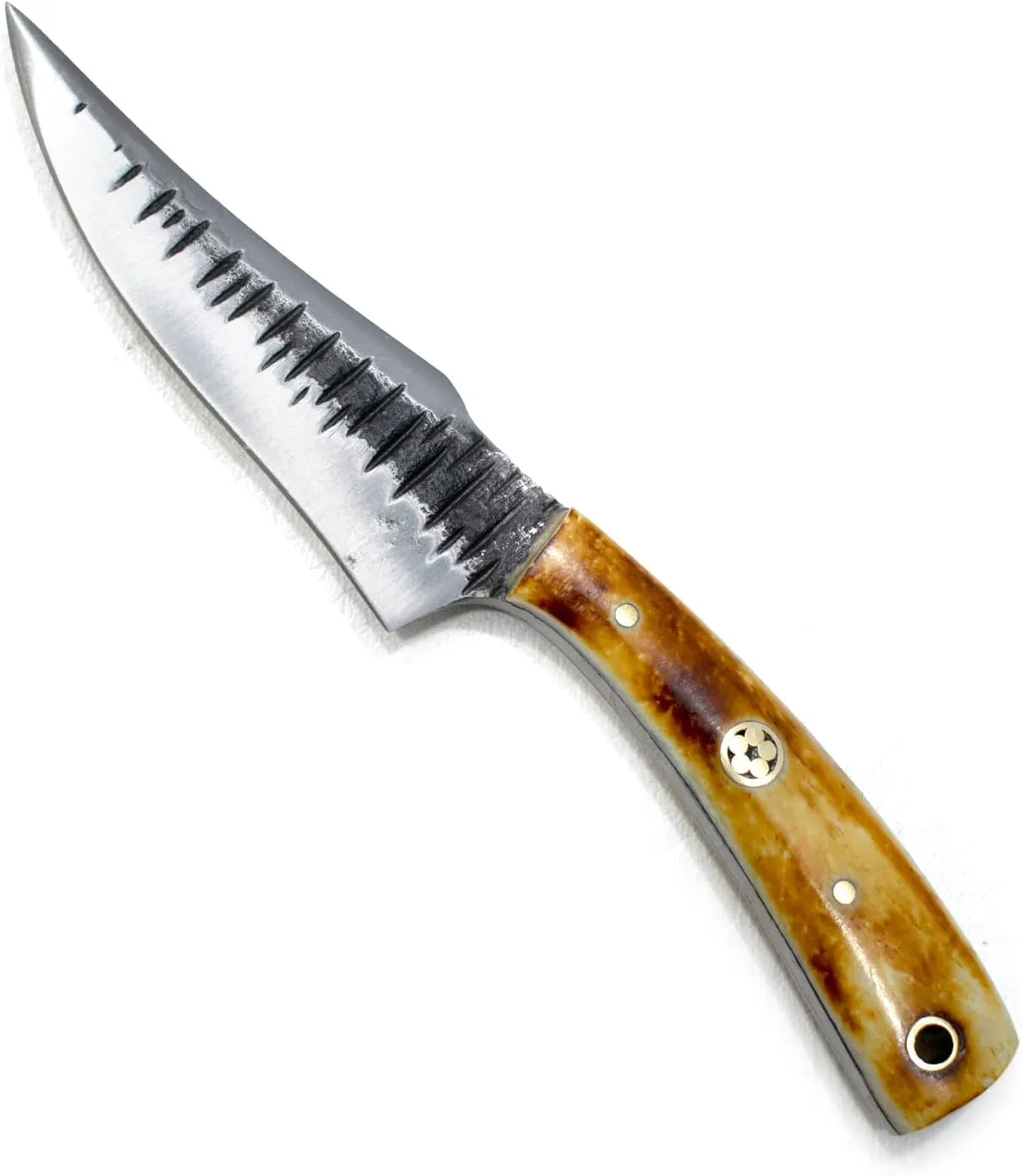 Titan International Knives Carbon 1080 Steel Skinning & Hunting Knife | Handmade Survival EDC Blade Burnt Bone Handle | Leather Sheath Perfect for Camping and Outdoor Bushcrafting